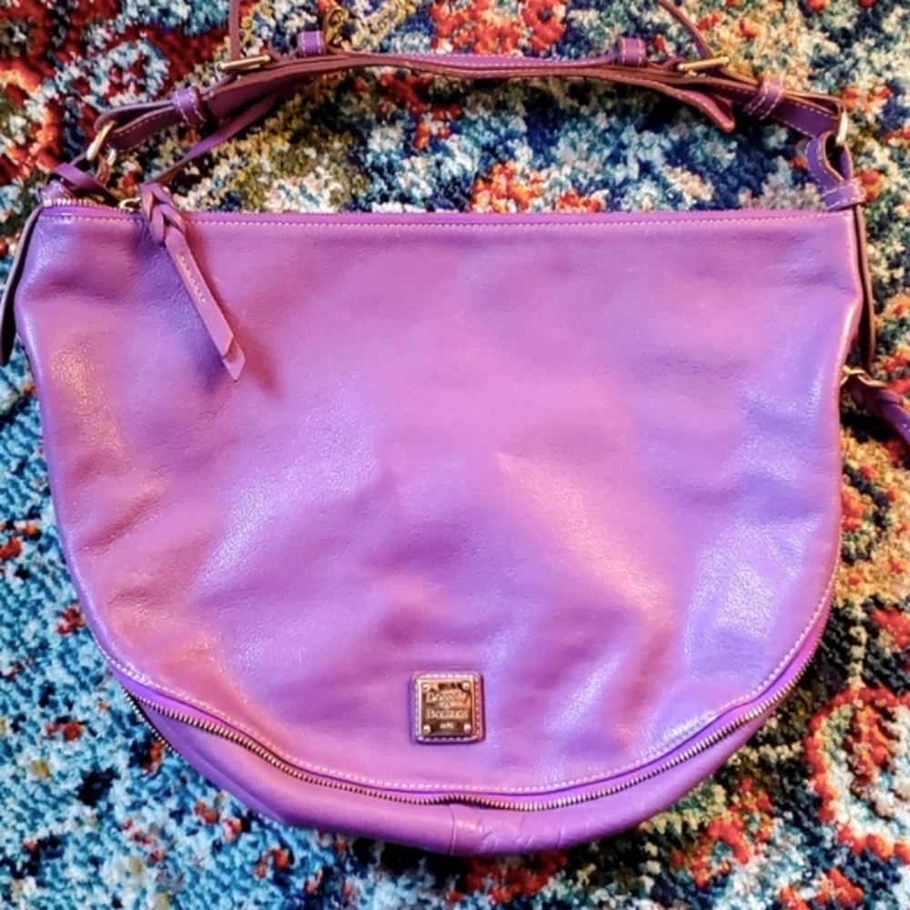 Dooney & Bourke Luna Hobo Bag Purse Purple Leather